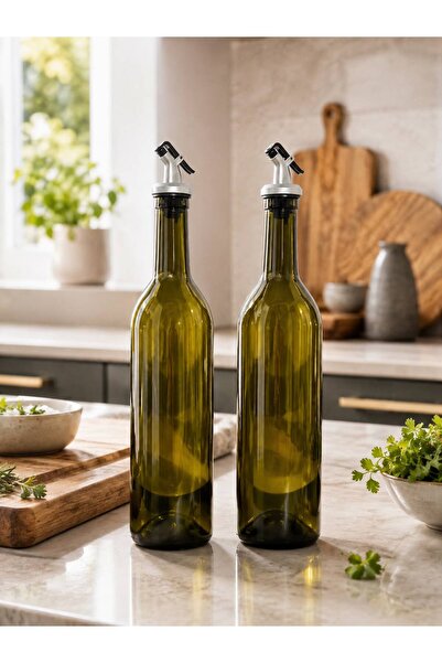 Guridda Home Design Amber 2'li 750 ml Zeytinyağı Sıvıyağ Şişesi Yağdanlık Yağ...