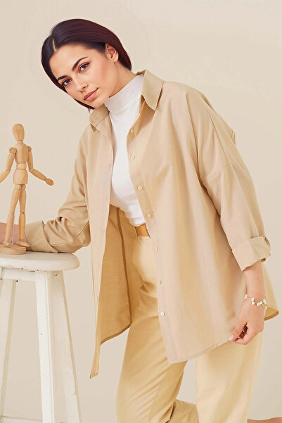 Merterium Women's Oversize Hijab Shirt Cream 1051