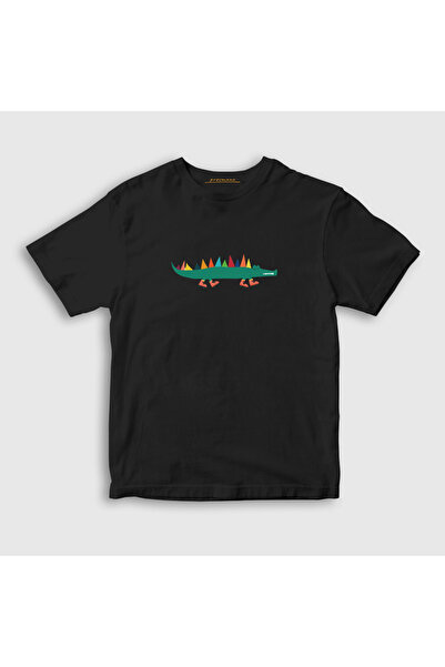 Presmono Unisex dečji crni mali aligator krokodil T-shirt 288491tt