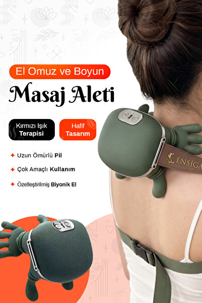EN SİGA Kırmızı Işık Terapili Boyun ve Omuz Masaj Aleti 10 Parmaklı Şarjlı Derin Yoğurma Masaj Cihazı