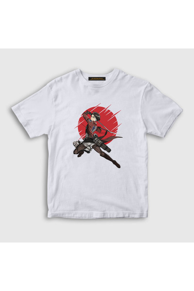 Presmono Unisex dečije bele Levi anime hlače Attack On Titan T-shirt 123777tt