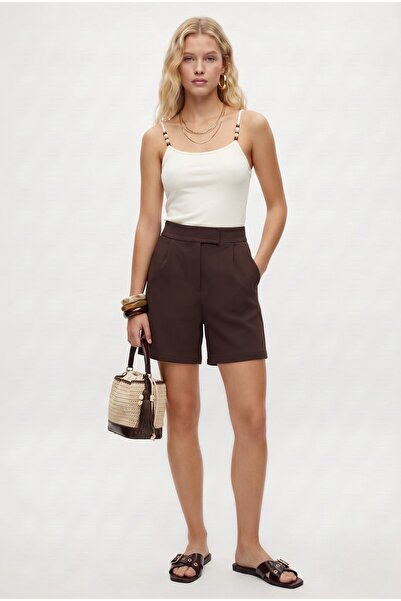 Ritnice Light Brown Lycra Women's Shorts - Velcro Line