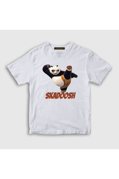 Presmono Unisex Kids White Skadoosh Kung Fu Panda T-Shirt 467088Tt
