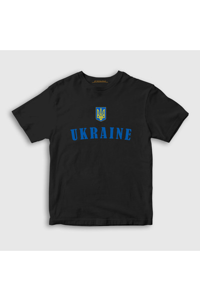 Presmono Unisex Kids Black Trident Coat of Arms Ukraine Ukrainian T-Shirt 563...