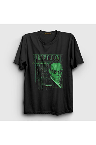 Presmono Unisex Black Agent Smith Hello Movie the Matrix T-Shirt 570688Tt