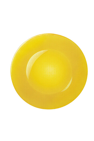 PUFO Elegant Luxury glass plate for dessert, appetizers, 31 cm, yellow
