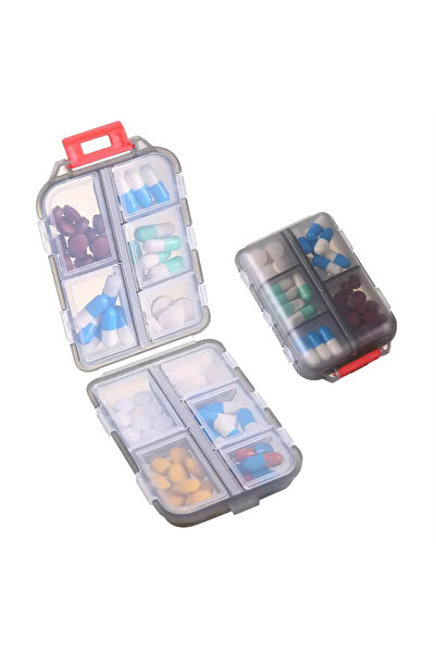 Choice8 1 PC Grey Pocket Portable Pill Storage Box, 10 Compartments Travel Pi...