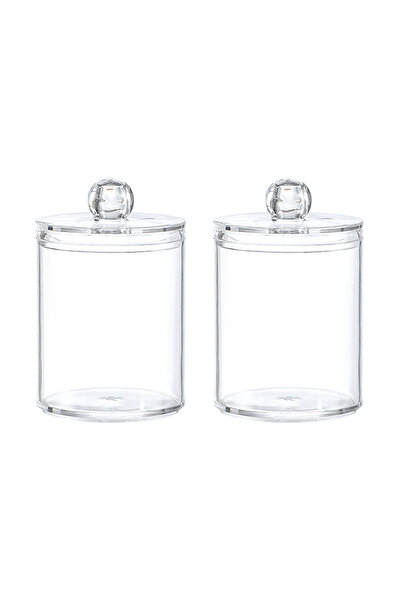 Choice 2pcs Circular Cotton Swab Box Transparent Plastic Dust Cover Simple To...