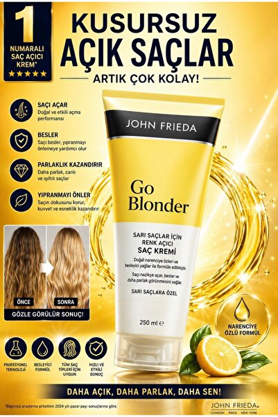 John Frieda Go Blonder Sarı Saçlar İçin Renk Açıcı Saç Kremi (250 ml)