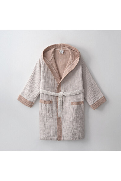 Ecocotton Melinda Children's Bathrobe 100% Organic Cotton Muslin Woven Terra