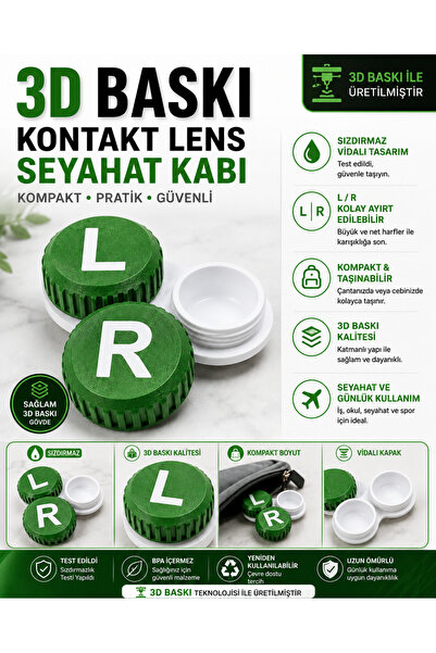 Ognami 3D Printing Contact Lens Storage and Travel Container L/R Screw Cap