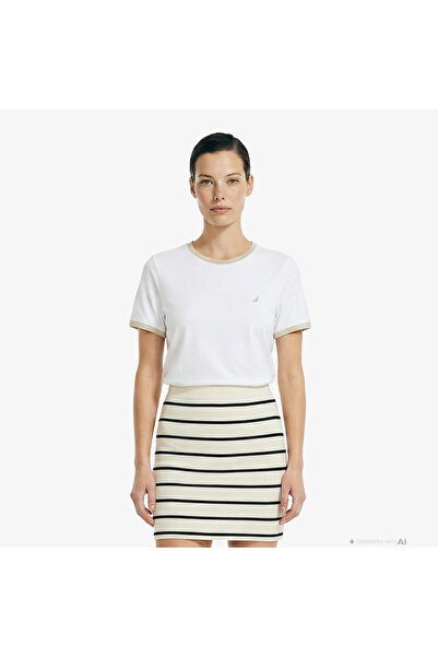 Nautica Kadın Beyaz Slim Fit T-Shirt