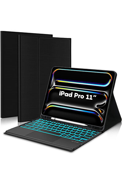 Casey Studios iPad Pro 11 2024 с подсветка Калъф с клавиатура с тъчпад, Bluet...