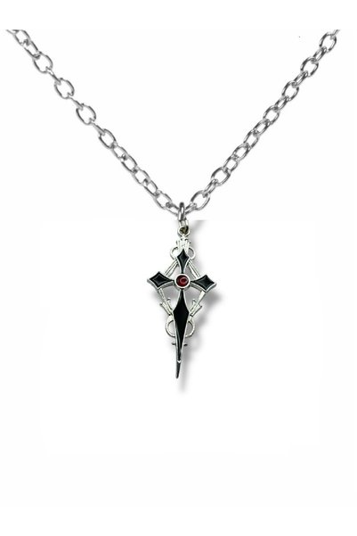 Herşey Nota Siyah Sacina Gothic Haç Kolye – Unisex Metal Takı, 60 cm Zincirli...