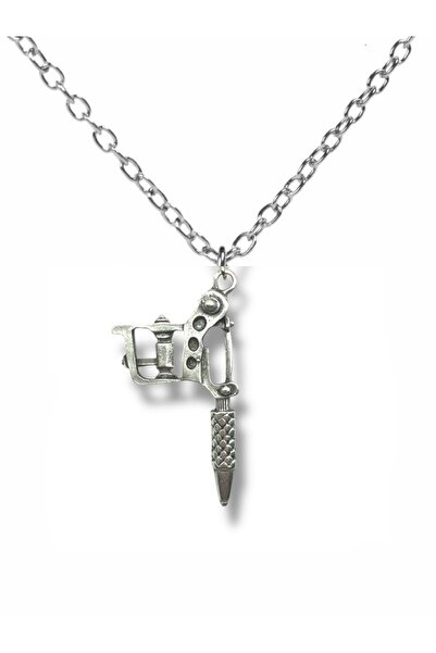 Herşey Nota Tattoo Machine Figured Necklace – Zamak Plated Unisex Alternative...