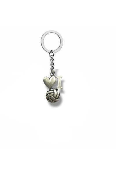 Herşey Nota I Love Volleyball – Volleyball Themed Unisex Metal Keychain
