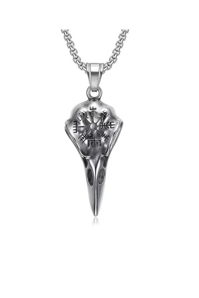 Herşey Nota Odin Raven Vegvisir Viking İşlemeli Kuzgun Kafatası Gotik Paslanm...