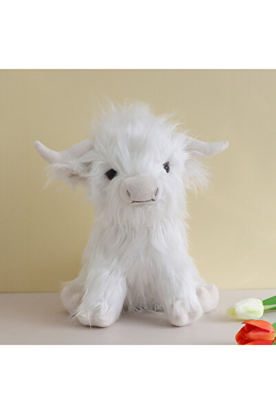 Choice 25cm D 25cm Simulation Kyloe Cream Highland Cow Animal Plush Toy Soft ...