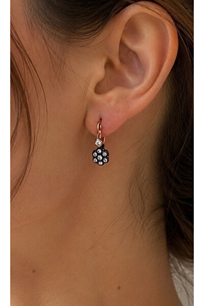FAYRA ACCESSORIES Minimal Earrings with Daisy Figure and Zircon Stone