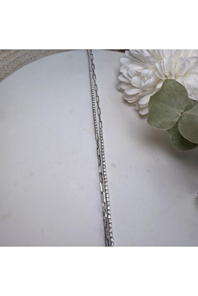 nesdesign Two Rows Tamtur Bracelet with Paperclip Chain (17 cm)