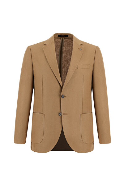 Abdullah Kiğılı 7 Drop Slim Fit Dar Kesim Desenli Keten Ceket