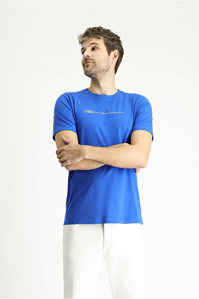 Kiğılı Crew Neck Slim Fit Slim Fit Printed Cotton T-Shirt