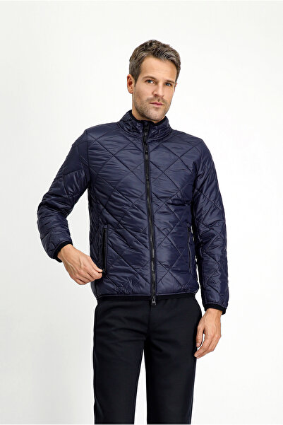Kiğılı Windproof Quilted Sports Coat with Stand Collar and Zippered Pockets