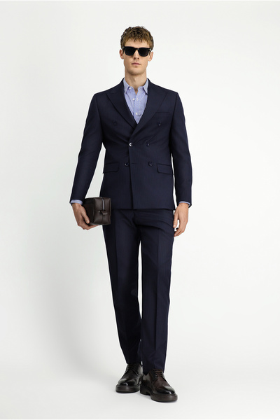 Kiğılı Regular Fit Pointed Collar Wool Double Breasted Closure Suit