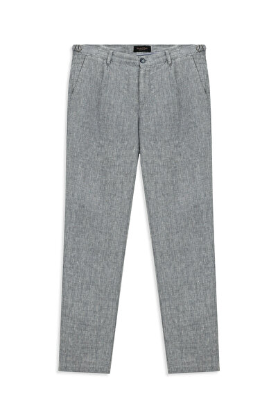 Abdullah Kiğılı Παντελόνι από κλασικό λινό ύφασμα 7 Drop Slim Fit με στενή εφ...