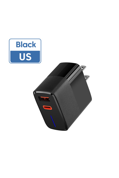 choice2 Black US 100W USB Charger Fast Charging 2 Ports PD QC3.0 Type C Charg...