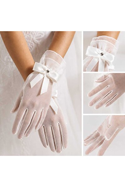 SeddA White Bow Bridal Gloves