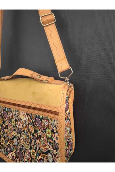 EliziBySevim Ethnic-Inspired Bohemian Chic: Patterned and Suede-Details Shoulder Bag