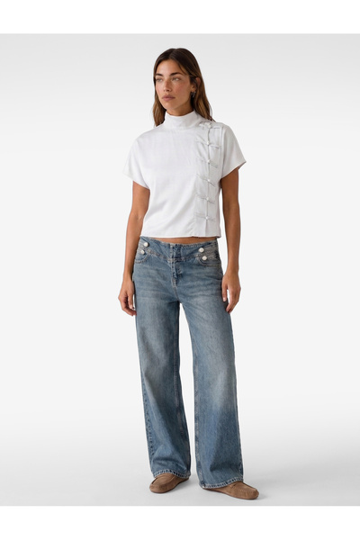 Koton Short Sleeve Shawl Collar Satin Blouse with Napoleon Closure Detail
