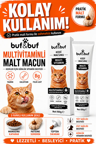 Kedi Maltı – Multivitaminli Malt Macunu, Tüy Yumağı ve Tüy Dökülmesi Önleyici Malt Kedi Macunu