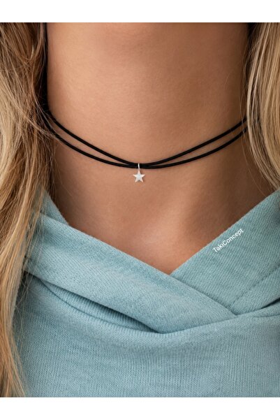 TakıConcept Yıldızlı İki Sıra İp Choker, Kadın Kolye