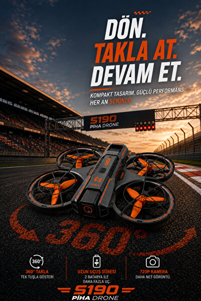 piha S190 Fırçasız Motor 2Batarya&25Dakika Uçuş 720P Çift Kamera Taşıma Çantalı Drone