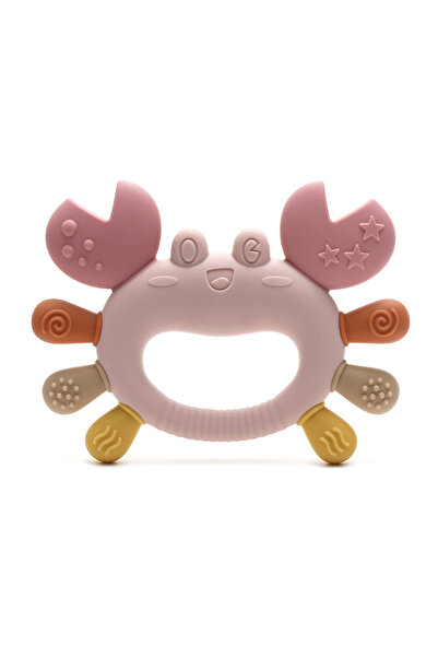 Moon Piece moonpie Pink Crab-Shaped Baby Teether Food-Grade Silicone Teething...