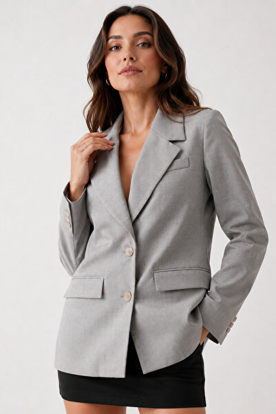 İnouveaue Yırtmaç Detaylı Krep Blazer Ceket
