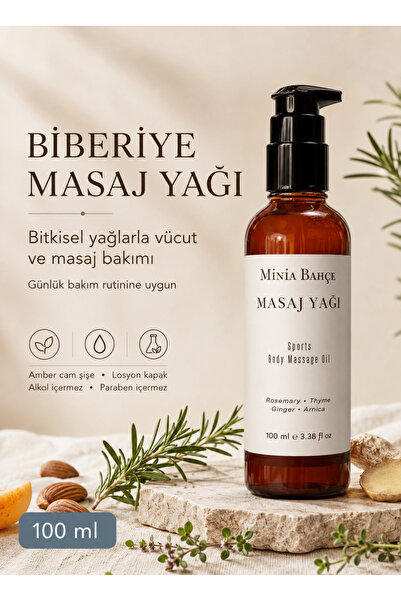 Minia Bahçe Bitki ve Sanat Atölyesi Biberiye Masaj Yağı 100 ml | Kekik ve Zen...