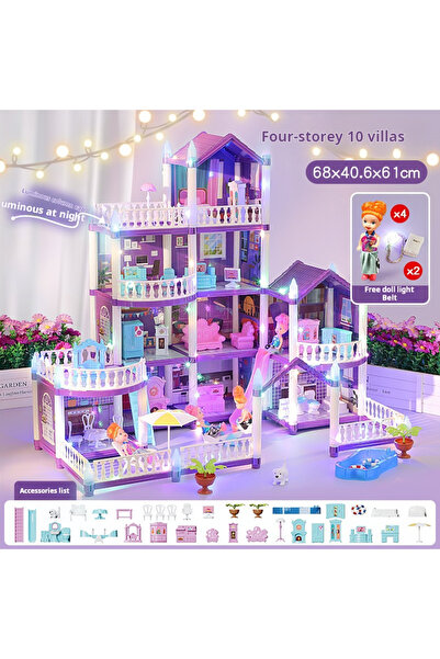 Choice1 Purple - 10 rooms 3D DIY Fantasy Princess Castle Villa Assembly Doll ...