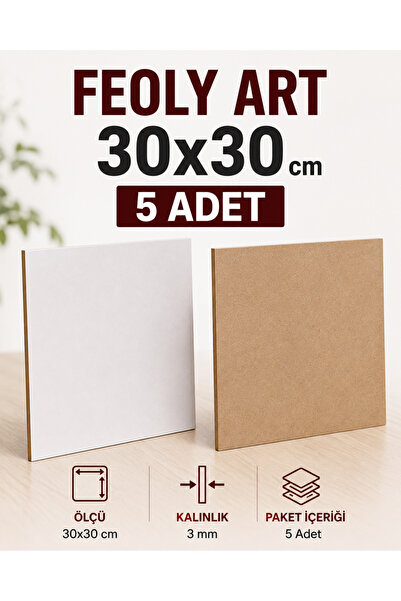 Feoly Art 3 mm 30x30 MDF Plaka (5 ADET) - Hobi, Maket, Ahşap El Sanatları İçi...