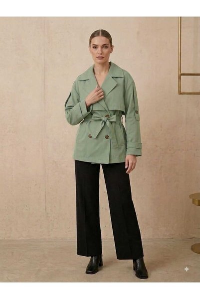 LUCIA GLOBAL MODA kahverengi orta boy trençkot