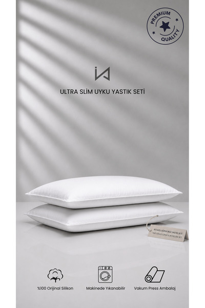 İz Home İz Premium 3 Adet Slim Yastık | Ultra Yumuşak Dolgu | Micro Kumaş | İnce Form | Vakum Press Ambalaj