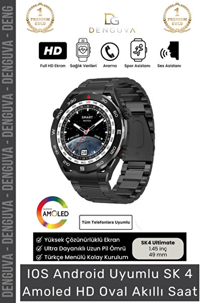 Denguva #AkıllıSaat Amoled Ekranlı Gri Metal Kordonlu GPS NFC Su Geçirmez IOS...