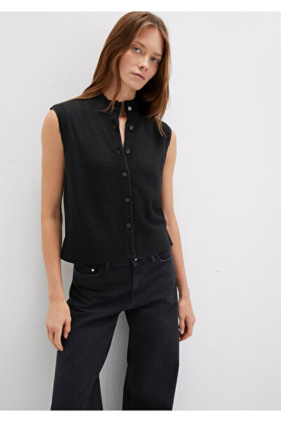 Mavi Μαύρο γιλέκο από μάλλινο μείγμα Regular Fit / Normal Cut 1710791-900
