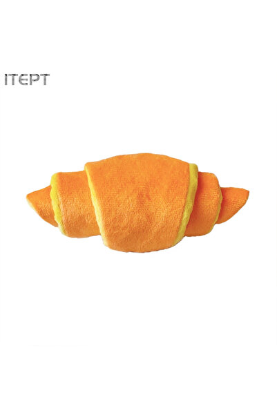 Choice YELLOW Plush Croissant Dog Toy, Interactive Squeaky Treat Dispensing P...