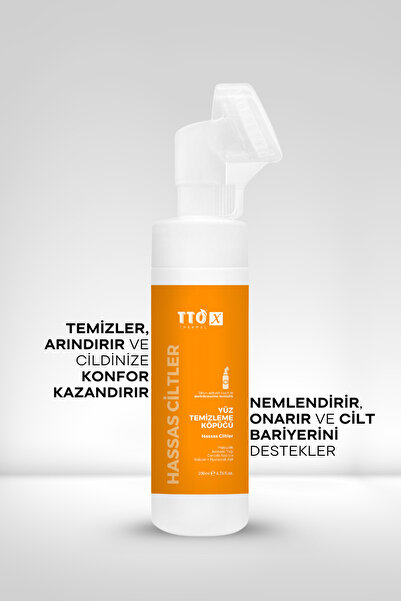 TTO Yüz Temizleme Köpüğü Nazik Temizleyici 200 ml Prebiyotik ve Kolajen X Aplikatörlü Hassas Ciltler