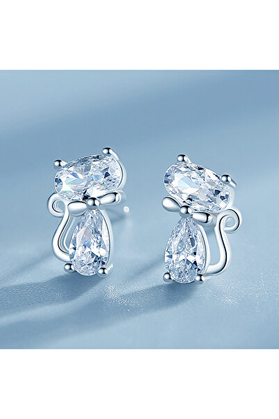 Choice E2386 Huitan Cute Cat Animal Stud Earrings for Women Crystal CZ Exquis...