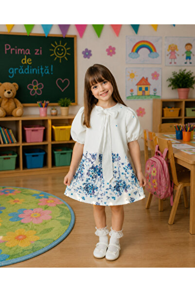 fustite cu luminite Rochiță cu flori de primăvară - 5-6 ani (110-116 cm)