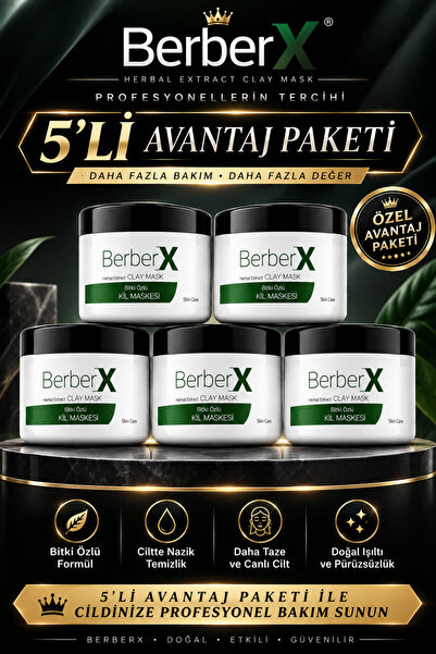 BERBERİN Berberx Bitki Özlü Kil Maskesi 650 Gr. X5 Adet